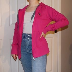 Under Armour Pink and Grey Zip Up Hoodie